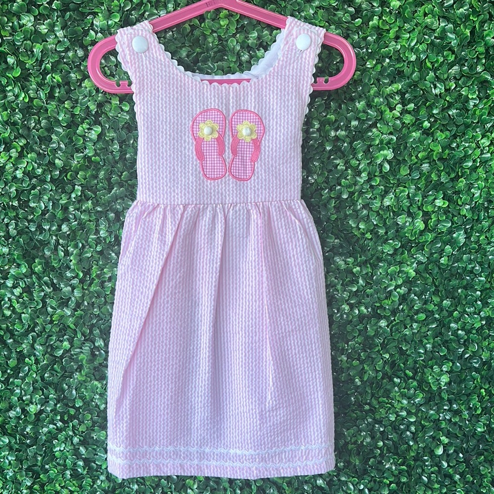Pink Sleeveless Dress with Flip-Flop Design